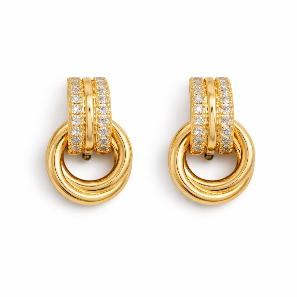 Gold Pave Mini Knot Earrings (9707)